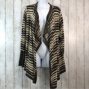 CJ Banks Stripe Waterfall Front Cardigan 0X